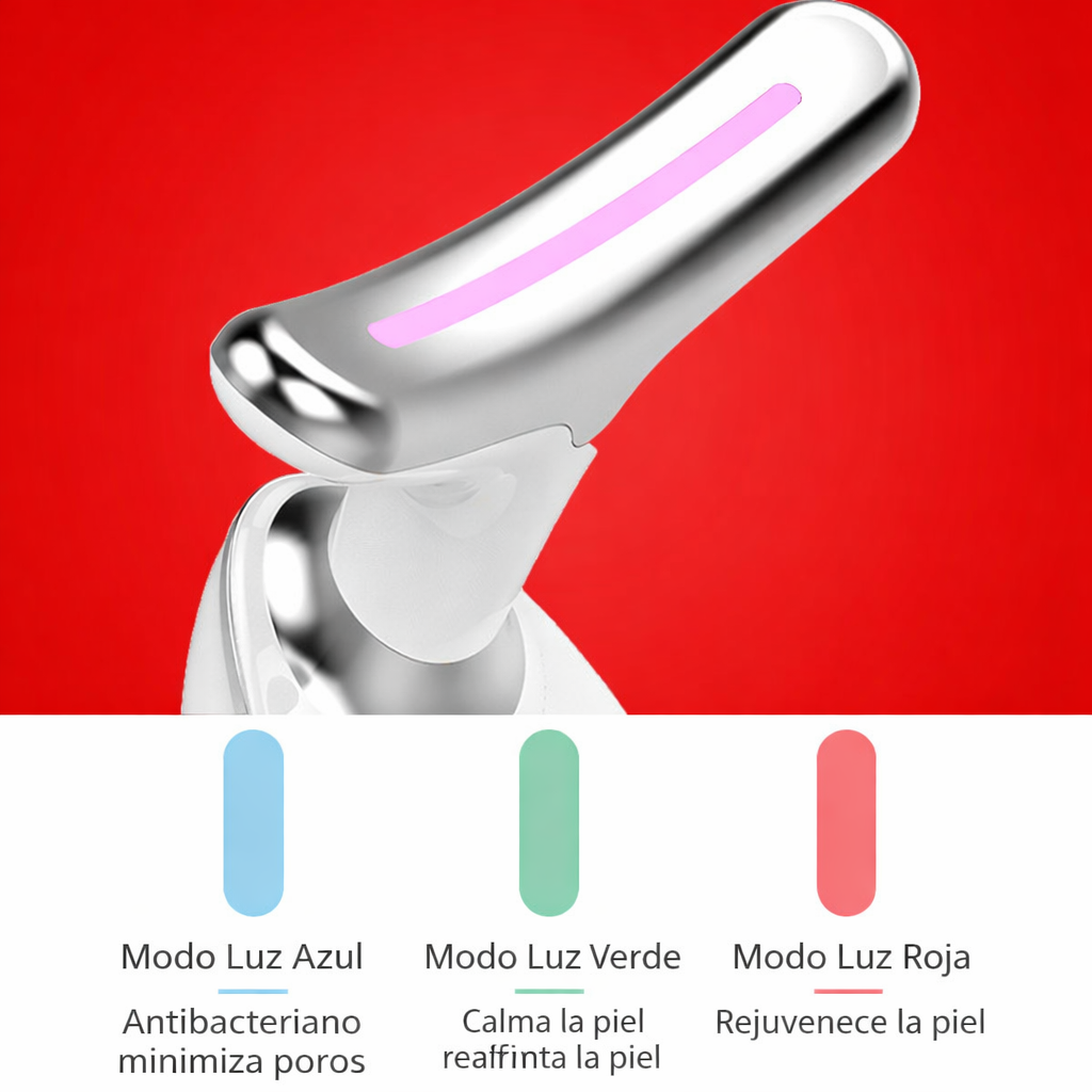 Masajeador Facial Antiarrugas EMS con Luz LED Rejuvenecedora
