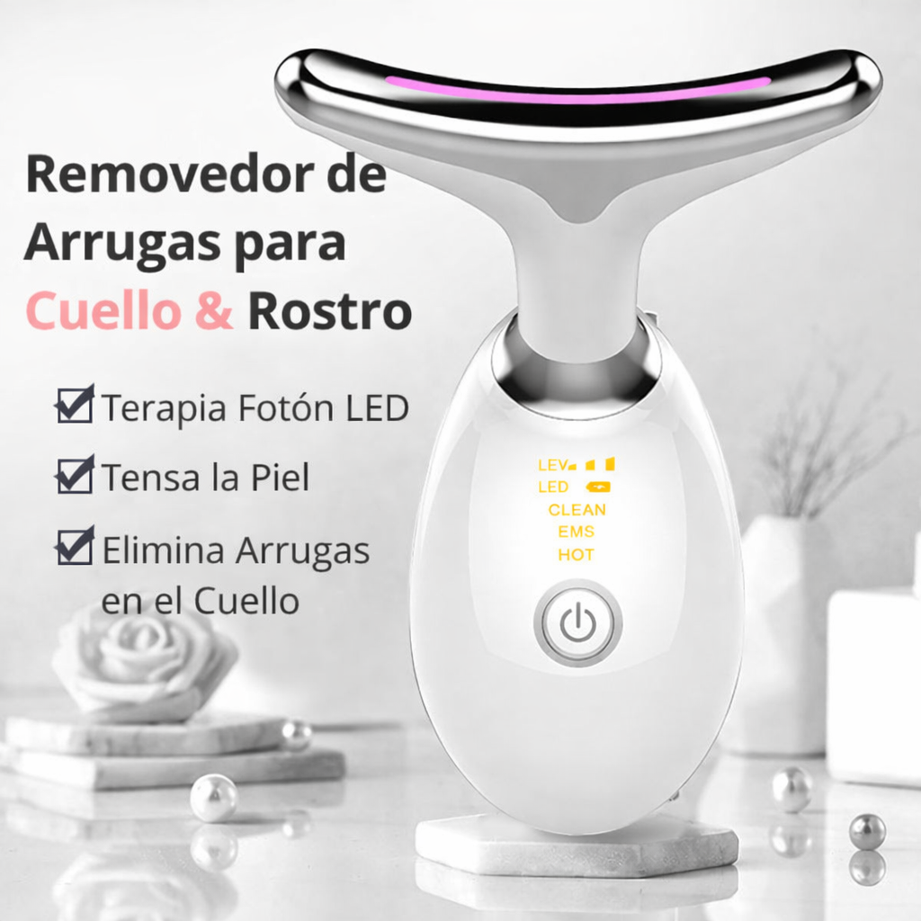 Masajeador Facial Antiarrugas EMS con Luz LED Rejuvenecedora